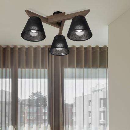 Brilagi - Lámpara de techo LED ANTHONY empotrada 3xE14/40W/230V roble nogal/negro