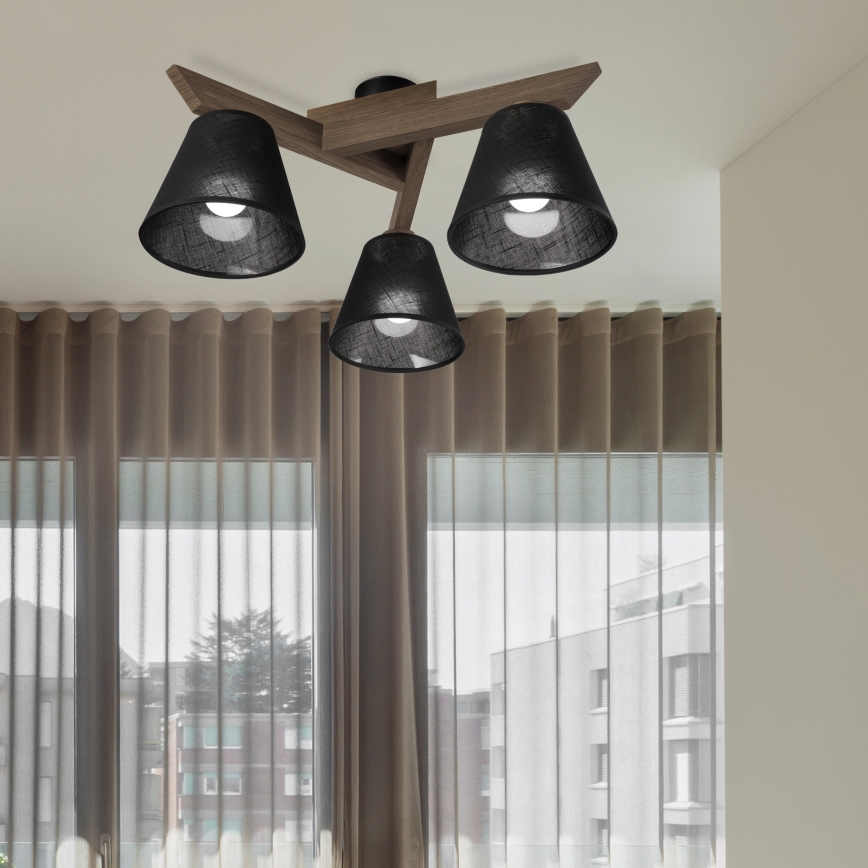Brilagi - Lámpara de techo LED ANTHONY empotrada 3xE14/40W/230V roble nogal/negro