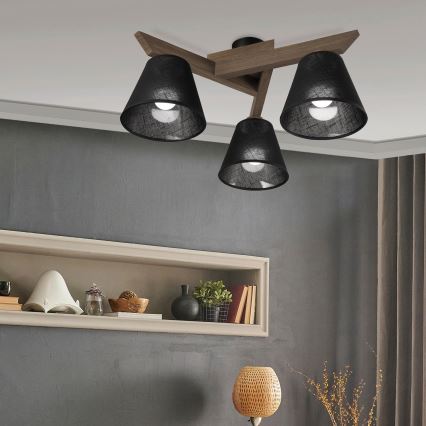 Brilagi - Lámpara de techo LED ANTHONY empotrada 3xE14/40W/230V roble nogal/negro