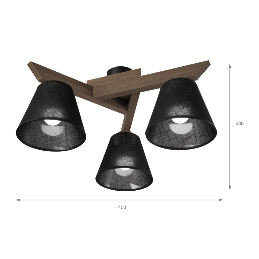Brilagi - Lámpara de techo LED ANTHONY empotrada 3xE14/40W/230V roble nogal/negro