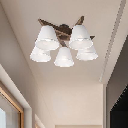Brilagi - Lámpara de techo LED ANTHONY de superficie 5xE14/40W/230V roble nogal/blanco