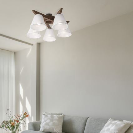 Brilagi - Lámpara de techo LED ANTHONY de superficie 5xE14/40W/230V roble nogal/blanco