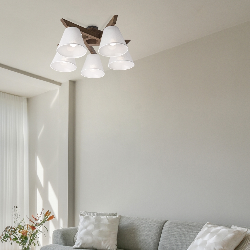Brilagi - Lámpara de techo LED ANTHONY de superficie 5xE14/40W/230V roble nogal/blanco