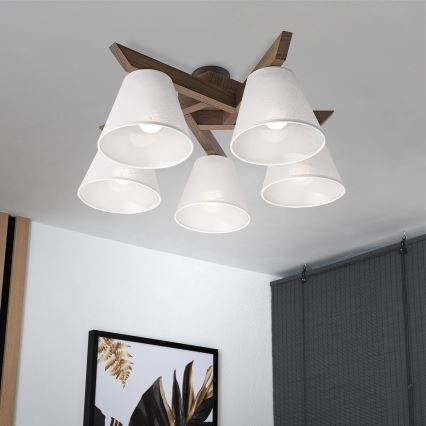 Brilagi - Lámpara de techo LED ANTHONY de superficie 5xE14/40W/230V roble nogal/blanco