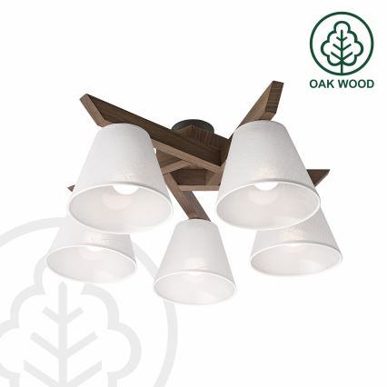 Brilagi - Lámpara de techo LED ANTHONY de superficie 5xE14/40W/230V roble nogal/blanco