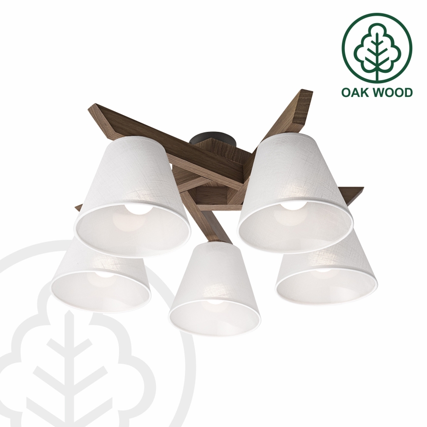 Brilagi - Lámpara de techo LED ANTHONY de superficie 5xE14/40W/230V roble nogal/blanco