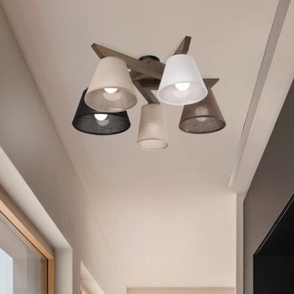 Brilagi - Lámpara de techo LED ANTHONY de superficie 5xE14/40W/230V roble nogal