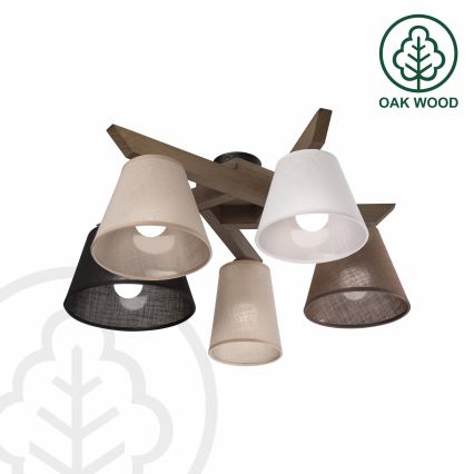Brilagi - Lámpara de techo LED ANTHONY de superficie 5xE14/40W/230V roble nogal
