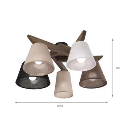 Brilagi - Lámpara de techo LED ANTHONY de superficie 5xE14/40W/230V roble nogal