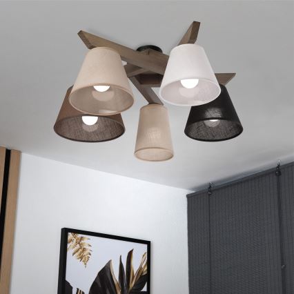 Brilagi - Lámpara de techo LED ANTHONY de superficie 5xE14/40W/230V roble nogal