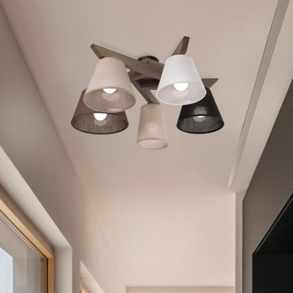 Brilagi - Lámpara de techo LED ANTHONY de superficie 5xE14/40W/230V roble nogal