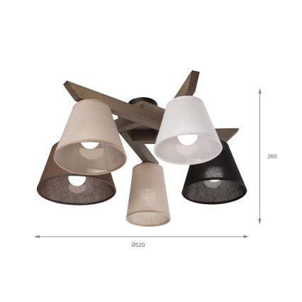 Brilagi - Lámpara de techo LED ANTHONY de superficie 5xE14/40W/230V roble nogal
