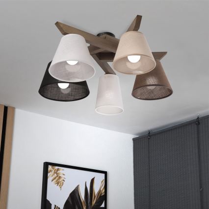 Brilagi - Lámpara de techo LED ANTHONY de superficie 5xE14/40W/230V roble nogal