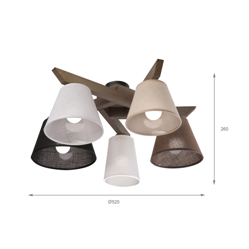 Brilagi - Lámpara de techo LED ANTHONY de superficie 5xE14/40W/230V roble nogal