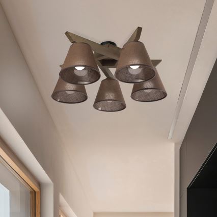 Brilagi - LED Lámpara de techo empotrada ANTHONY 5xE14/40W/230V roble nogal/marrón