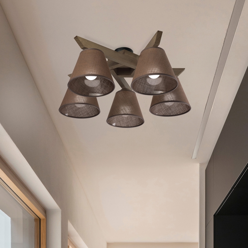 Brilagi - LED Lámpara de techo empotrada ANTHONY 5xE14/40W/230V roble nogal/marrón