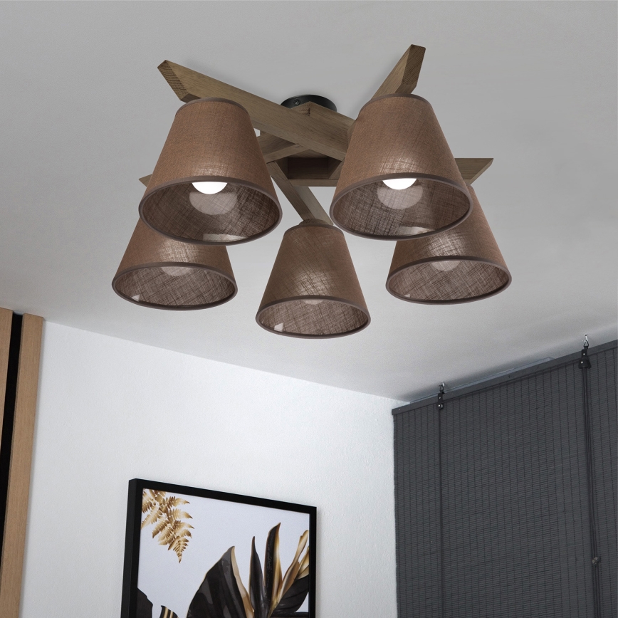 Brilagi - LED Lámpara de techo empotrada ANTHONY 5xE14/40W/230V roble nogal/marrón