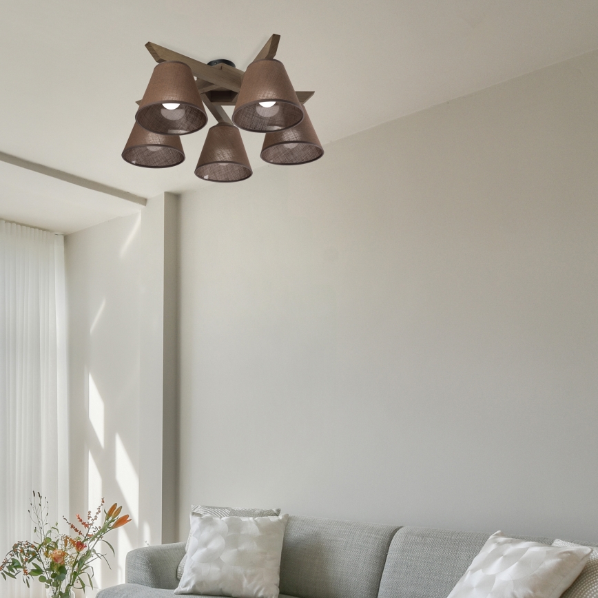 Brilagi - LED Lámpara de techo empotrada ANTHONY 5xE14/40W/230V roble nogal/marrón