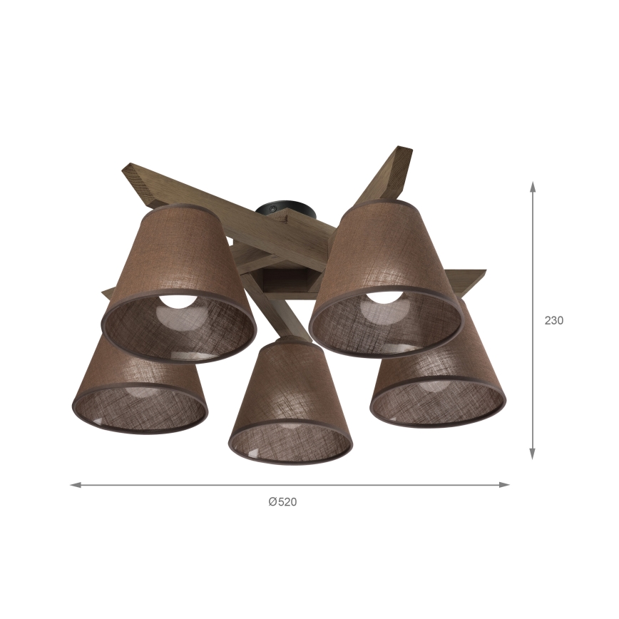 Brilagi - LED Lámpara de techo empotrada ANTHONY 5xE14/40W/230V roble nogal/marrón
