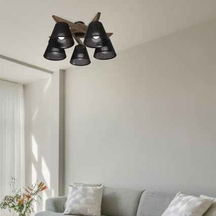 Brilagi - Lámpara de techo LED ANTHONY de superficie 5xE14/40W/230V roble nogal/negro