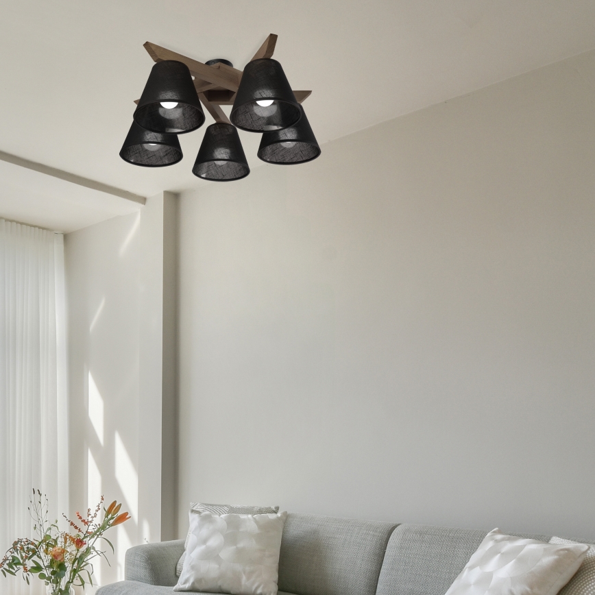 Brilagi - Lámpara de techo LED ANTHONY de superficie 5xE14/40W/230V roble nogal/negro