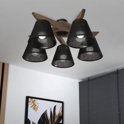 Brilagi - Lámpara de techo LED ANTHONY de superficie 5xE14/40W/230V roble nogal/negro