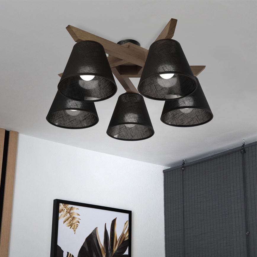 Brilagi - Lámpara de techo LED ANTHONY de superficie 5xE14/40W/230V roble nogal/negro