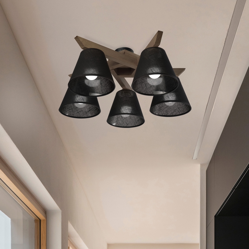 Brilagi - Lámpara de techo LED ANTHONY de superficie 5xE14/40W/230V roble nogal/negro