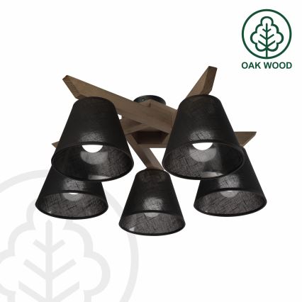 Brilagi - Lámpara de techo LED ANTHONY de superficie 5xE14/40W/230V roble nogal/negro