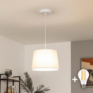 Brilagi - Lámpara LED colgante con cable CERIA 1xE27/40W/230V diámetro 30 cm beige