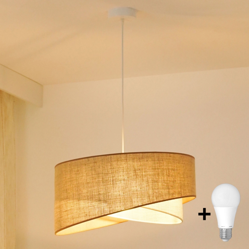 Brilagi - Lámpara LED colgante LYRA 1xE27/15W/230V beige/color crema