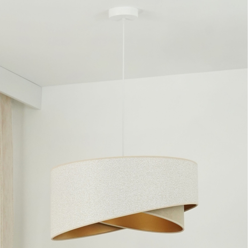 Brilagi - Lámpara LED colgante LYRA 1xE27/15W/230V blanco/beige/dorado