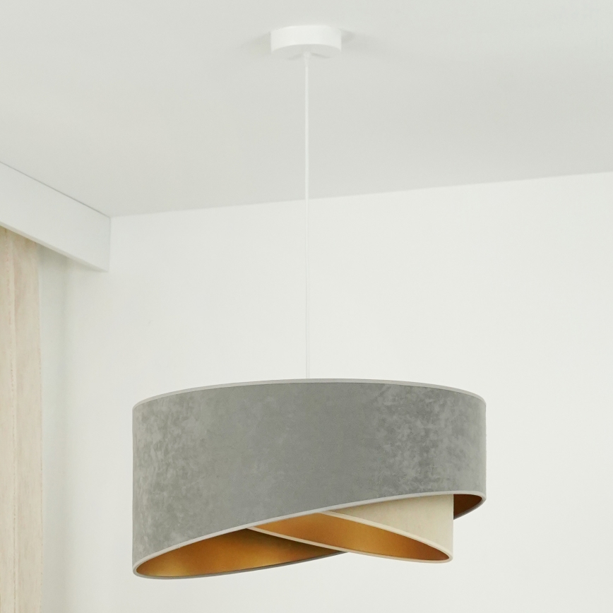 Brilagi - Lámpara LED colgante LYRA 1xE27/15W/230V gris/beige/dorado