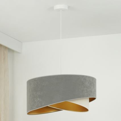 Brilagi - Lámpara LED colgante LYRA 1xE27/15W/230V gris/color crema/dorado