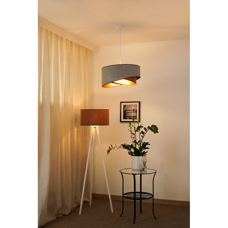Brilagi - Lámpara LED colgante LYRA 1xE27/15W/230V gris/color crema/dorado