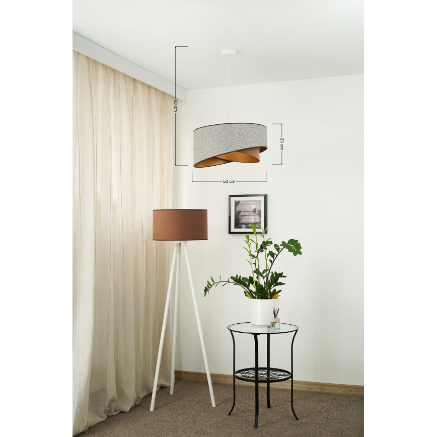 Brilagi - Lámpara LED colgante LYRA 1xE27/15W/230V gris/color crema/dorado