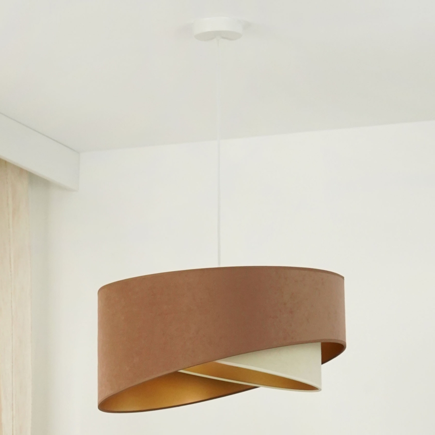 Brilagi - Lámpara LED colgante LYRA 1xE27/15W/230V marrón/color crema/dorado