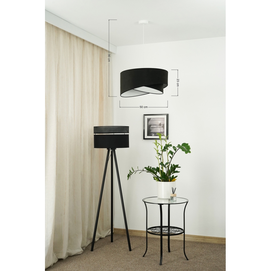 Brilagi - Lámpara LED colgante LYRA 1xE27/15W/230V negro/blanco