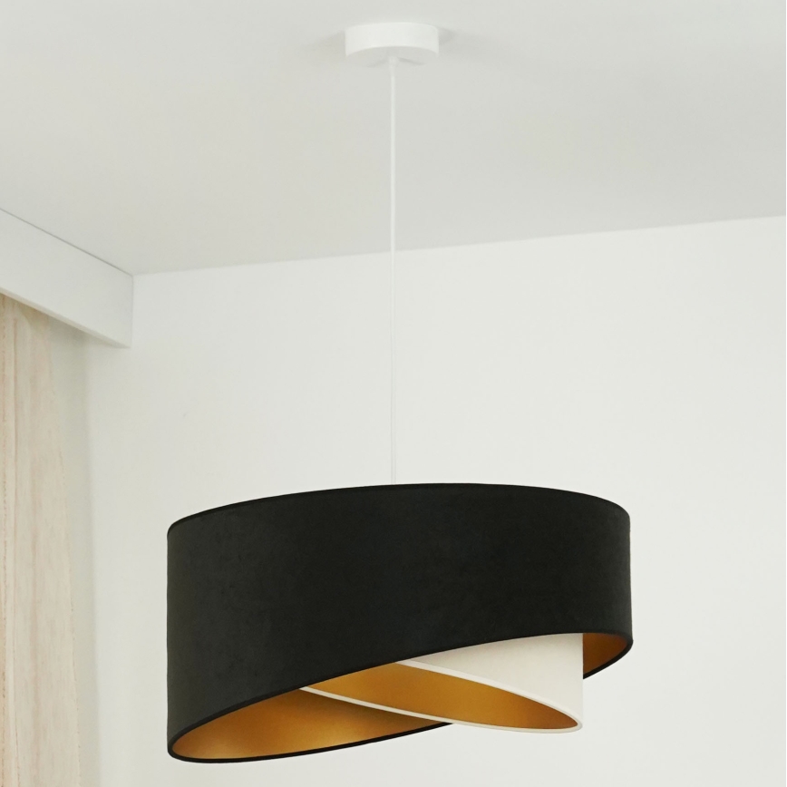 Brilagi - Lámpara LED colgante LYRA 1xE27/15W/230V negro/color crema/dorado