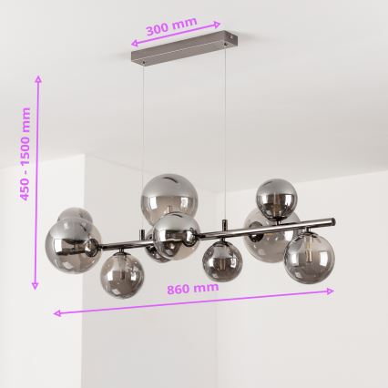 Brilagi - Lámpara LED colgante MILLA 10xG9/3W/230V cromo brillante/ahumado