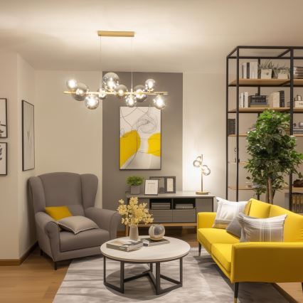 Brilagi - Lámpara LED colgante MILLA 10xG9/3W/230V dorado/ahumado