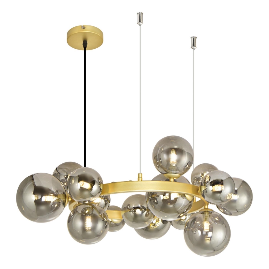 Brilagi - Lámpara LED colgante MILLA 15xG9/3W/230V dorado/ahumado