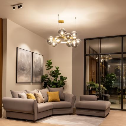 Brilagi - Lámpara LED colgante MILLA 15xG9/3W/230V dorado/ahumado