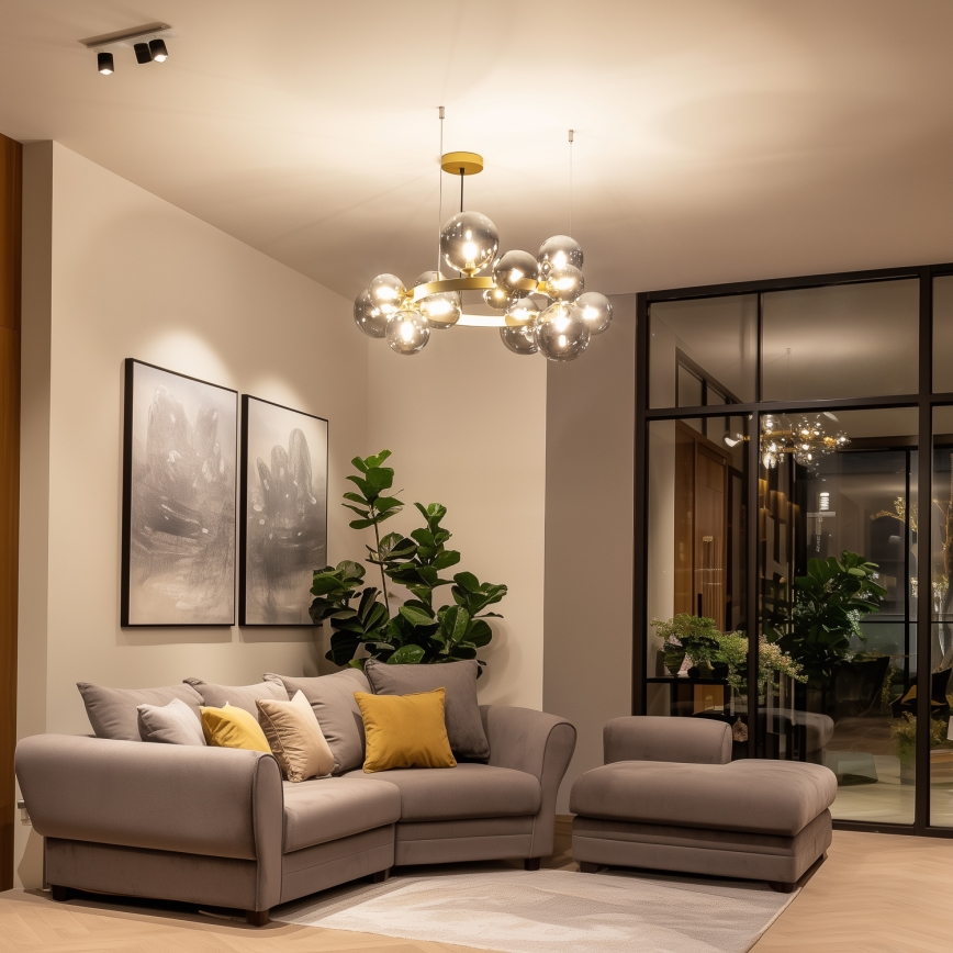 Brilagi - Lámpara LED colgante MILLA 15xG9/3W/230V dorado/ahumado