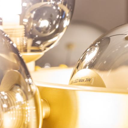 Brilagi - Lámpara LED colgante MILLA 15xG9/3W/230V dorado/ahumado