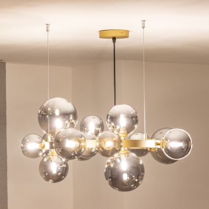 Brilagi - Lámpara LED colgante MILLA 15xG9/3W/230V dorado/ahumado