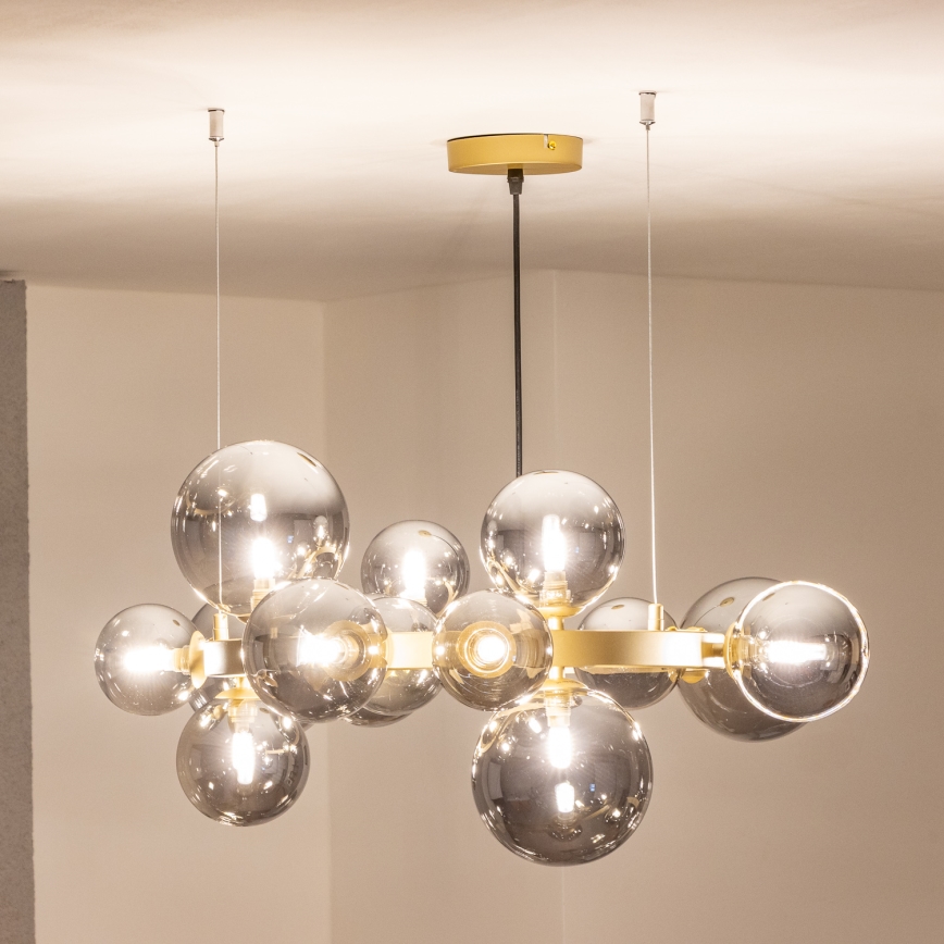 Brilagi - Lámpara LED colgante MILLA 15xG9/3W/230V dorado/ahumado