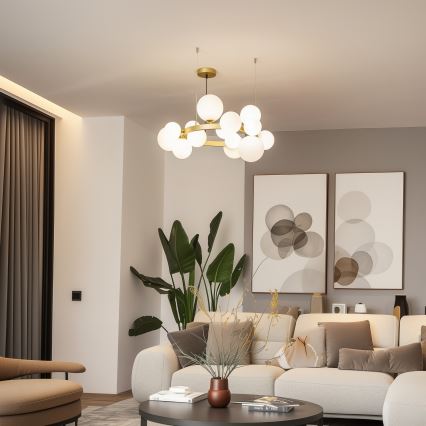 Brilagi - Lámpara LED colgante MILLA 15xG9/3W/230V dorado/blanco