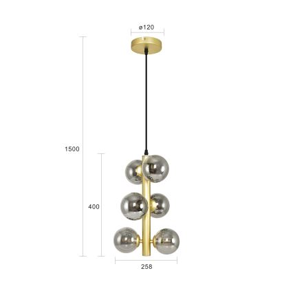Brilagi - Lámpara LED colgante MILLA 6xG9/3W/230V dorado/ahumado