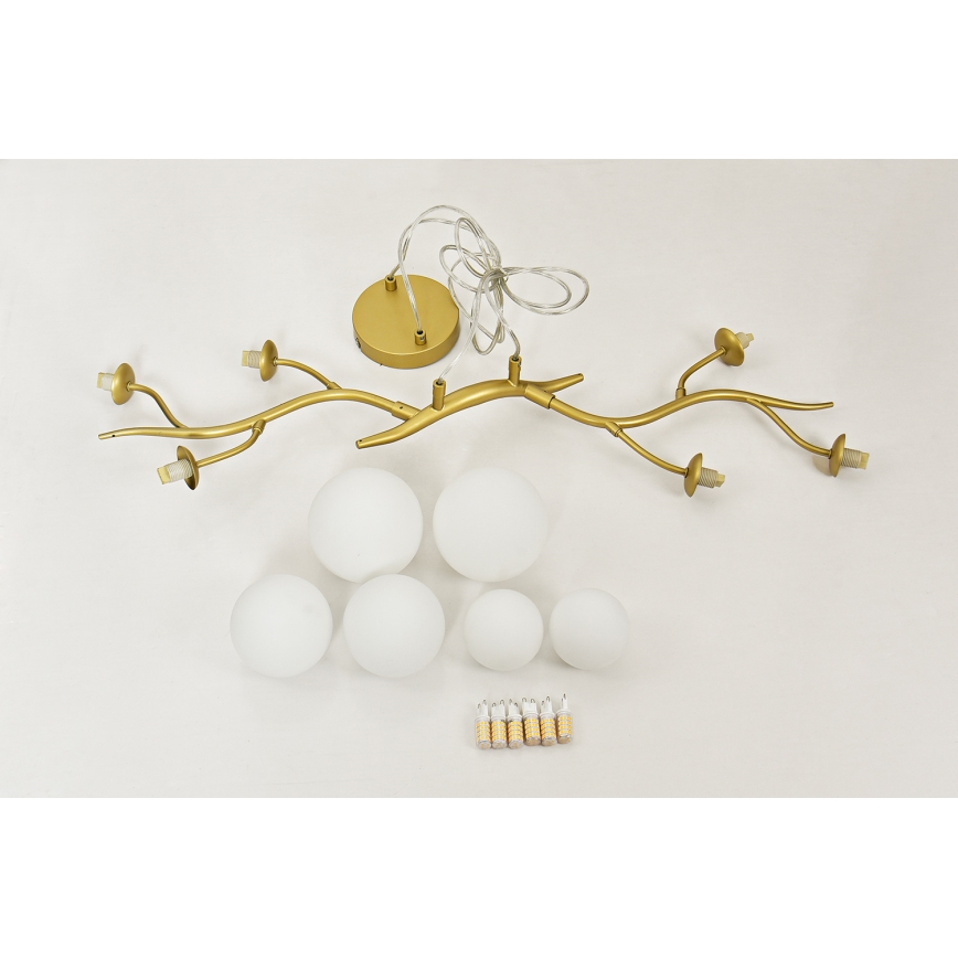 Brilagi - Lámpara LED colgante MISTEL 6xG9/3W/230V dorado/blanco